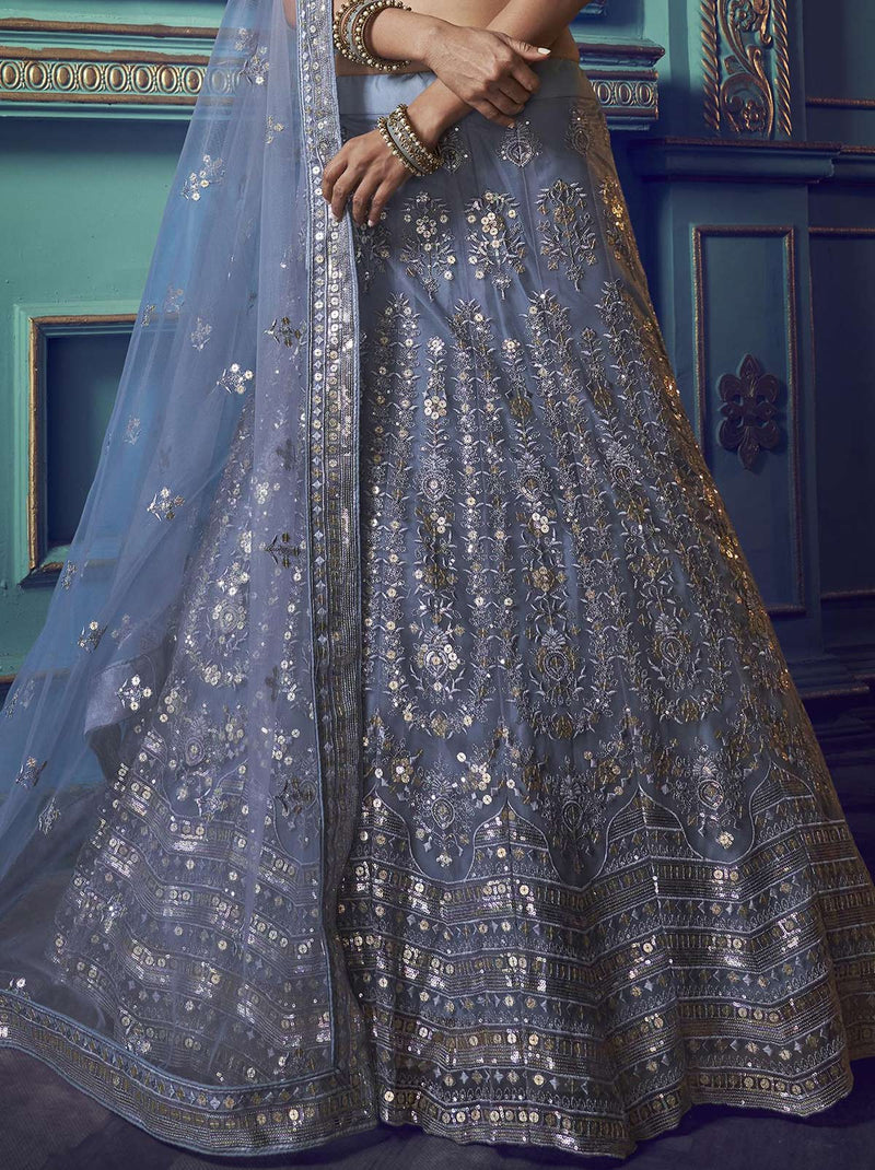 Heart Appealing Blue Lehenga with Charisma of Sequence Work Detailing - TrendOye
