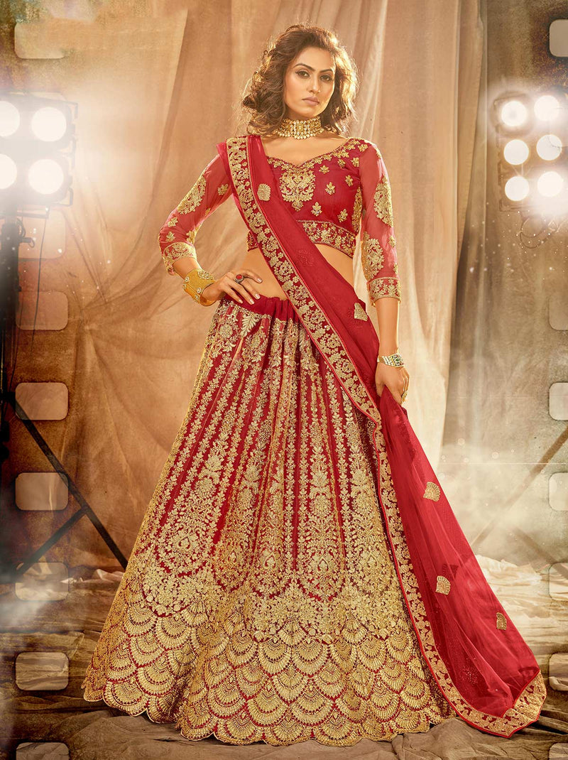 Dark Red Color Bridal Wear Lehenga Choli Design – TheDesignerSaree