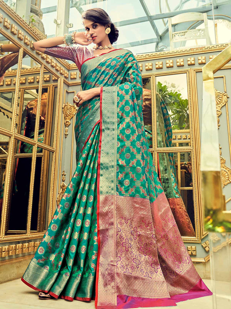 Designer Green Color Saree With Classic blouse fabric - TrendOye