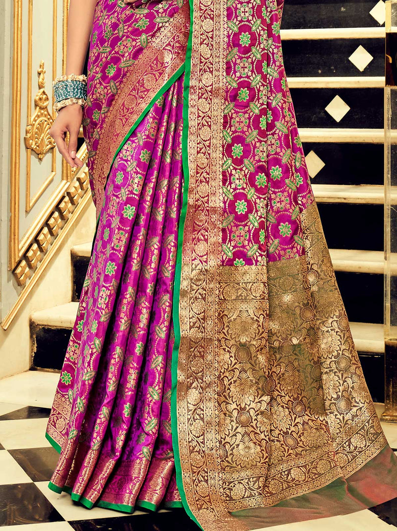 Dark Purple Color TrendOye Designer Saree With Unstitched Blouse Fabric - TrendOye