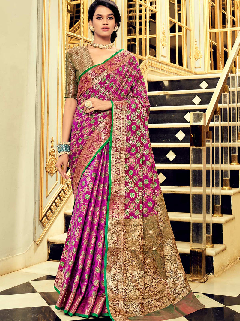 Dark Purple Color TrendOye Designer Saree With Unstitched Blouse Fabric - TrendOye
