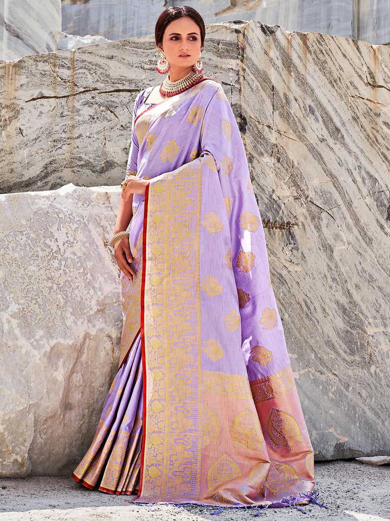 Mauve TrendOye Designer Saree With Unstitched Blouse Fabric - TrendOye