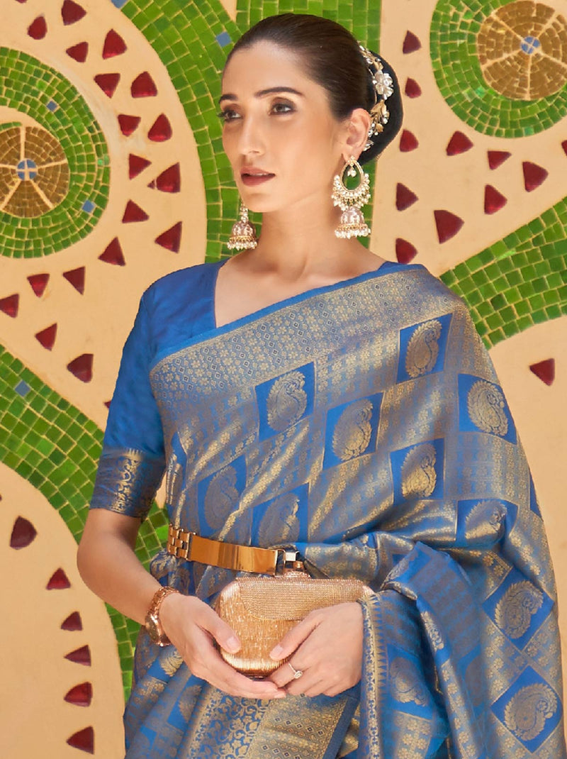 Blue Designer TrendOye saree With Zari Heavy Work - TrendOye
