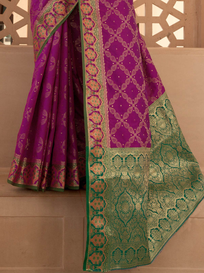 Purple TrendOye Designer Saree With Soft Zari Borders - TrendOye