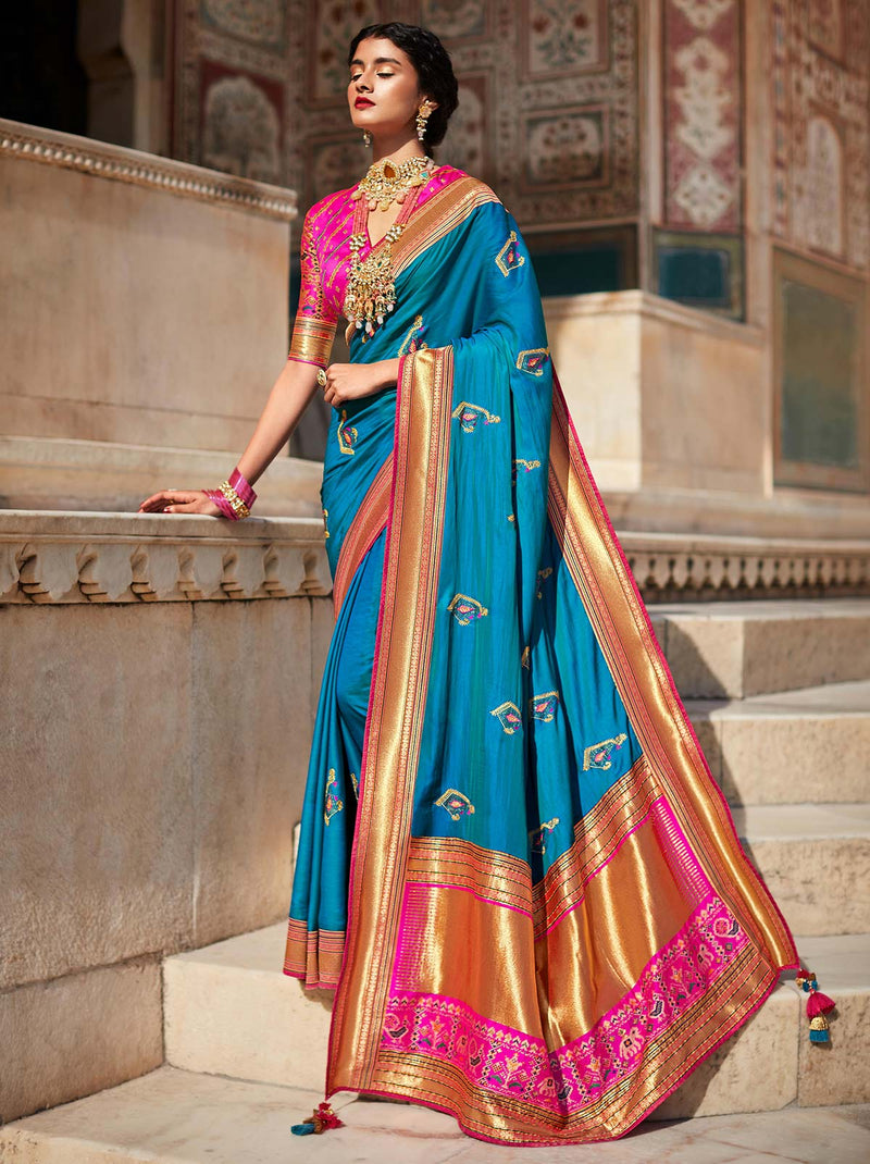 Picture Perfect TrendOye Saree With Pink Unstitched Blouse - TrendOye