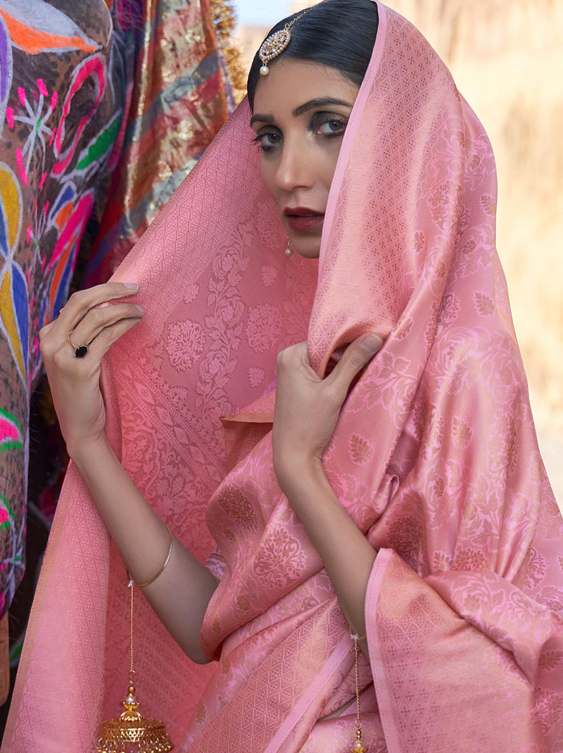 Weave of Pink TrendOye Saree With Unstitched Blouse - TrendOye