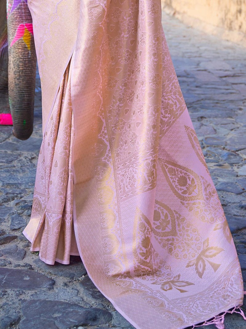 Mauve TrendOye Saree With Unstitched Blouse Fabric - TrendOye