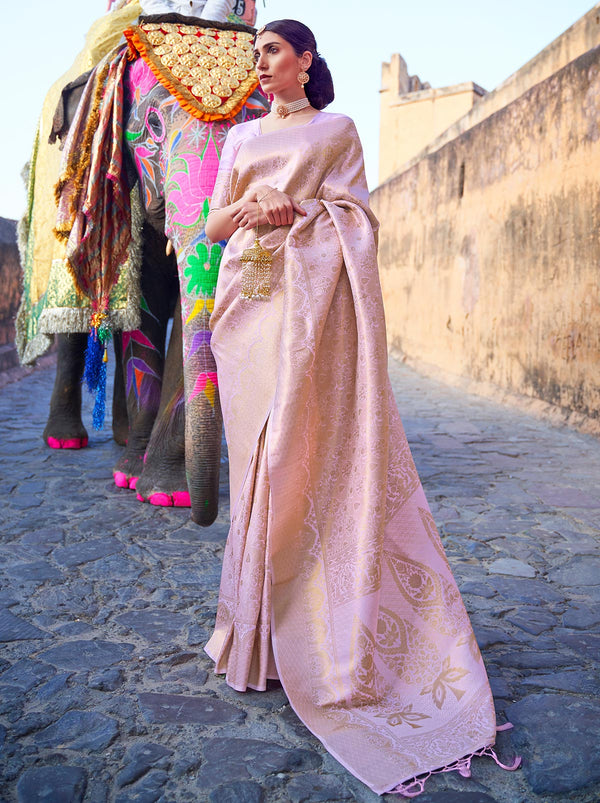 Mauve TrendOye Saree With Unstitched Blouse Fabric - TrendOye