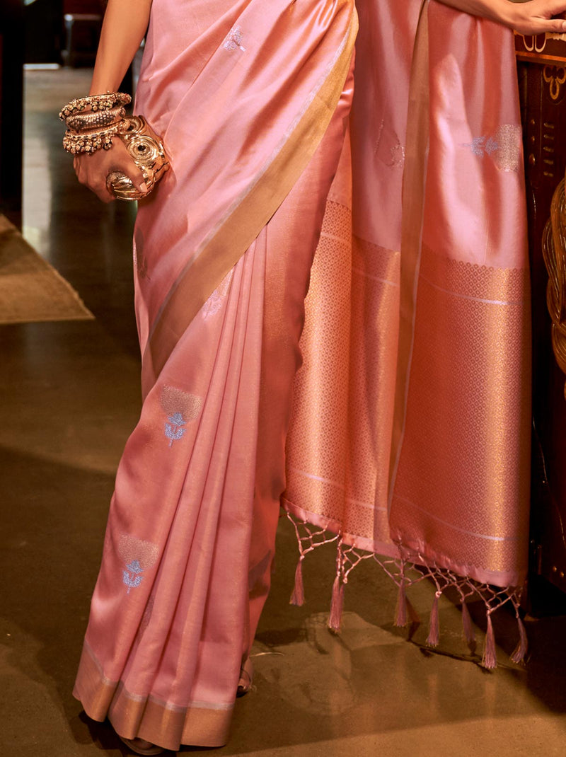 Pretty in Pink TrendyOye Saree With Unstitched Blouse - TrendOye