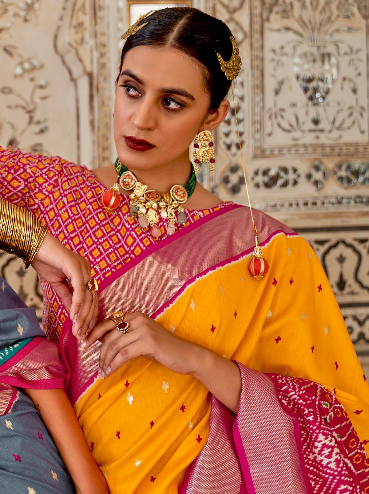 Vibrant Orange TrendOye With Zari Ingrained Design - TrendOye