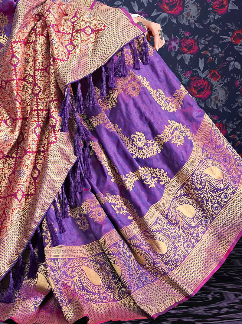 Luxurious Purple designer banarasi saree - TrendOye
