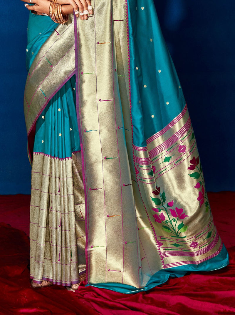 Blue Paithani Silk Festive Saree - TrendOye